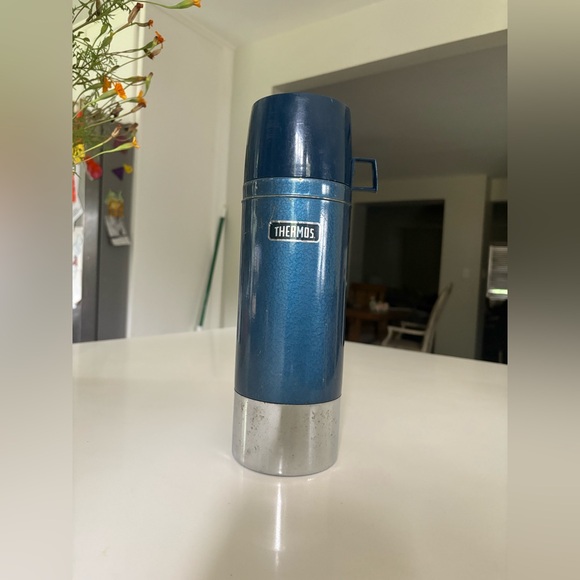 Vintage Thermos Navy and Silver Insulated Bottle - Picture 5 of 14